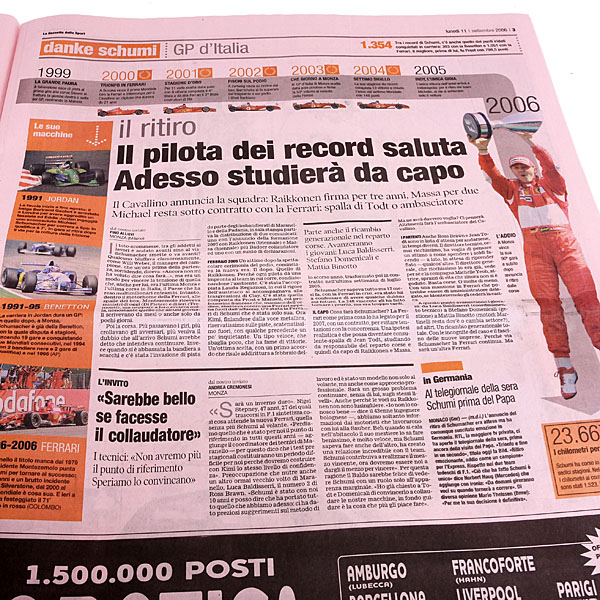 La Gazzetta dello Sport 2006.9.11  M.塼ޥåϰȯɽ