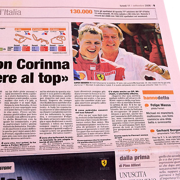 La Gazzetta dello Sport 2006.9.11  M.塼ޥåϰȯɽ