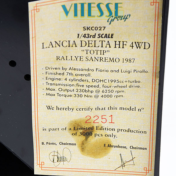 1/43 LANCIA Delta HF -totip- 1987ǯ Rally San Remo No.11ߥ˥奢ǥ